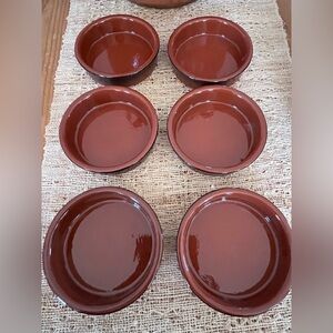 Ramekins Brown Ceramic Crème Brûlée Dessert Bowls - Set of 6